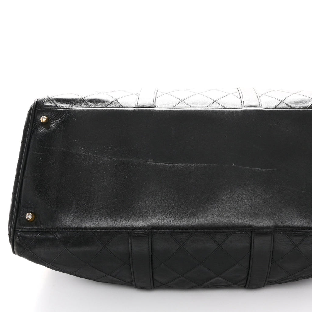 Calfskin Stitched Duffle Travel Bag Black