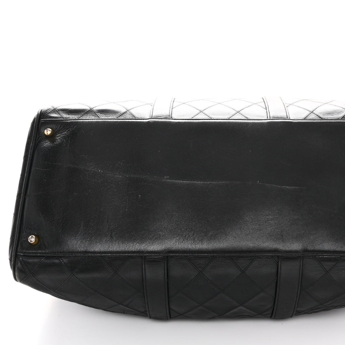 Calfskin Stitched Duffle Travel Bag Black
