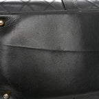 Calfskin Stitched Duffle Travel Bag Black