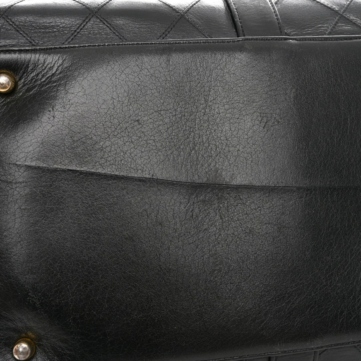 Calfskin Stitched Duffle Travel Bag Black