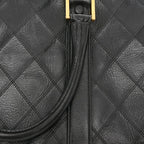 Calfskin Stitched Duffle Travel Bag Black