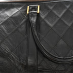 Calfskin Stitched Duffle Travel Bag Black