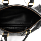 Calfskin Stitched Duffle Travel Bag Black