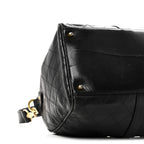 Calfskin Stitched Duffle Travel Bag Black