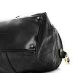 Calfskin Stitched Duffle Travel Bag Black