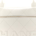 Calfskin Stitched Maxi Logo Bowling Bag White