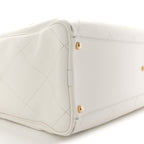 Calfskin Stitched Maxi Logo Bowling Bag White