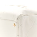 Calfskin Stitched Maxi Logo Bowling Bag White