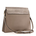 Calfskin Suede Medium Faye Shoulder Bag Motty Grey