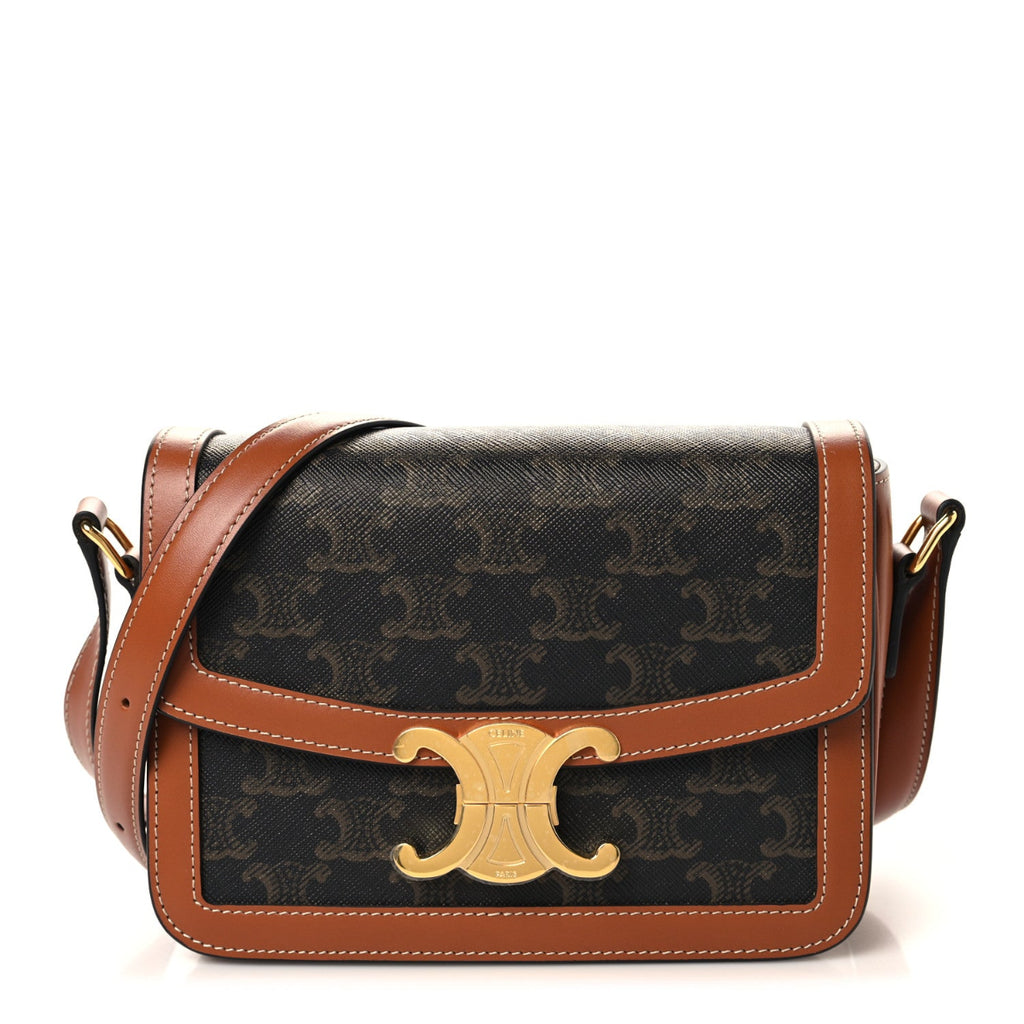 Calfskin Triomphe Canvas Teen Triomphe Bag Tan