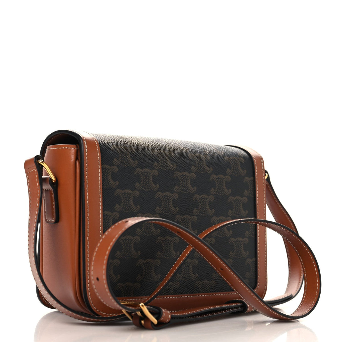 Calfskin Triomphe Canvas Teen Triomphe Bag Tan