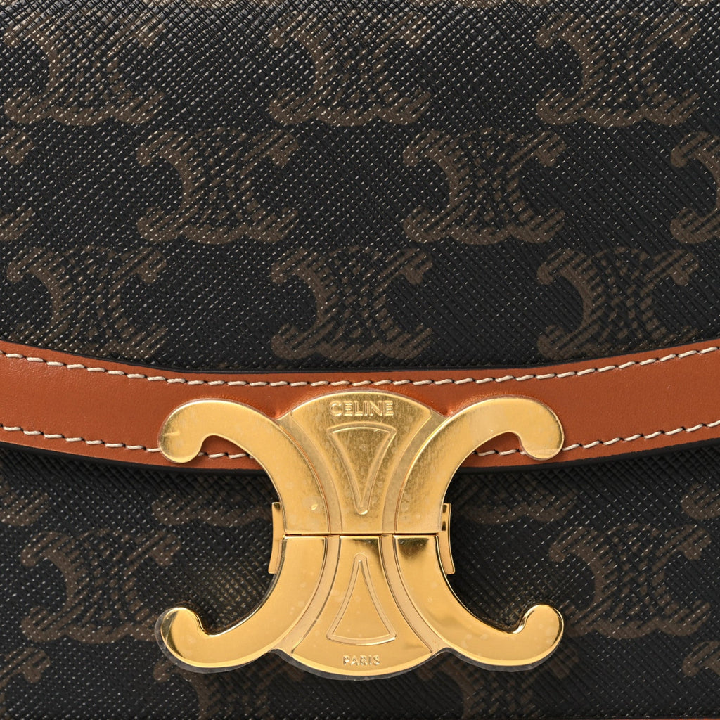 Calfskin Triomphe Canvas Teen Triomphe Bag Tan