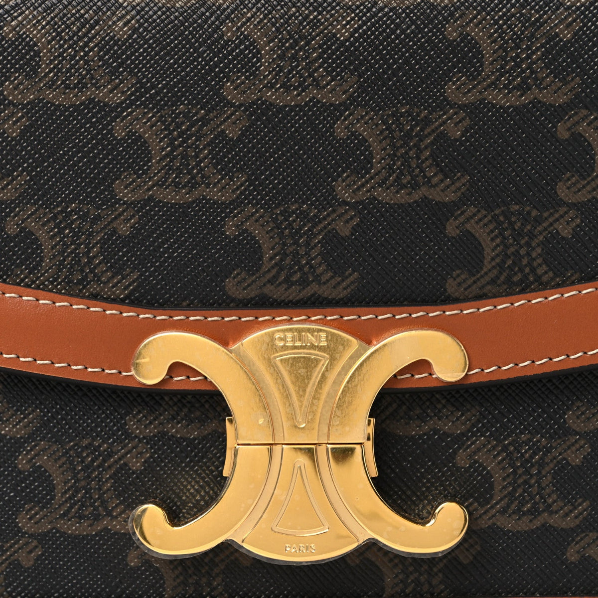 Calfskin Triomphe Canvas Teen Triomphe Bag Tan
