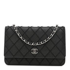 Calfskin Whipstitch Wallet On Chain WOC Black