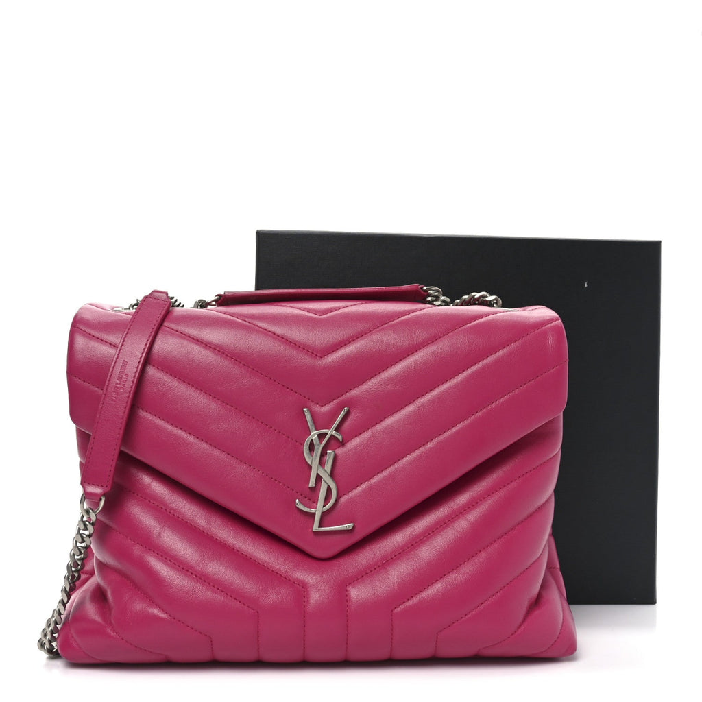 Calfskin Y Quilted Monogram Medium Loulou Chain Satchel Freesia