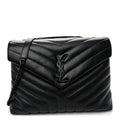 Calfskin Y Quilted Monogram Monochrome Medium Loulou Chain Satchel Black