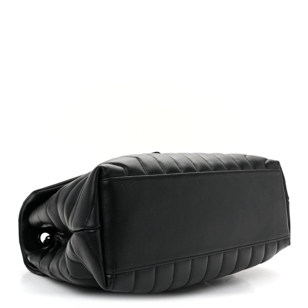 Calfskin Y Quilted Monogram Monochrome Medium Loulou Chain Satchel Black