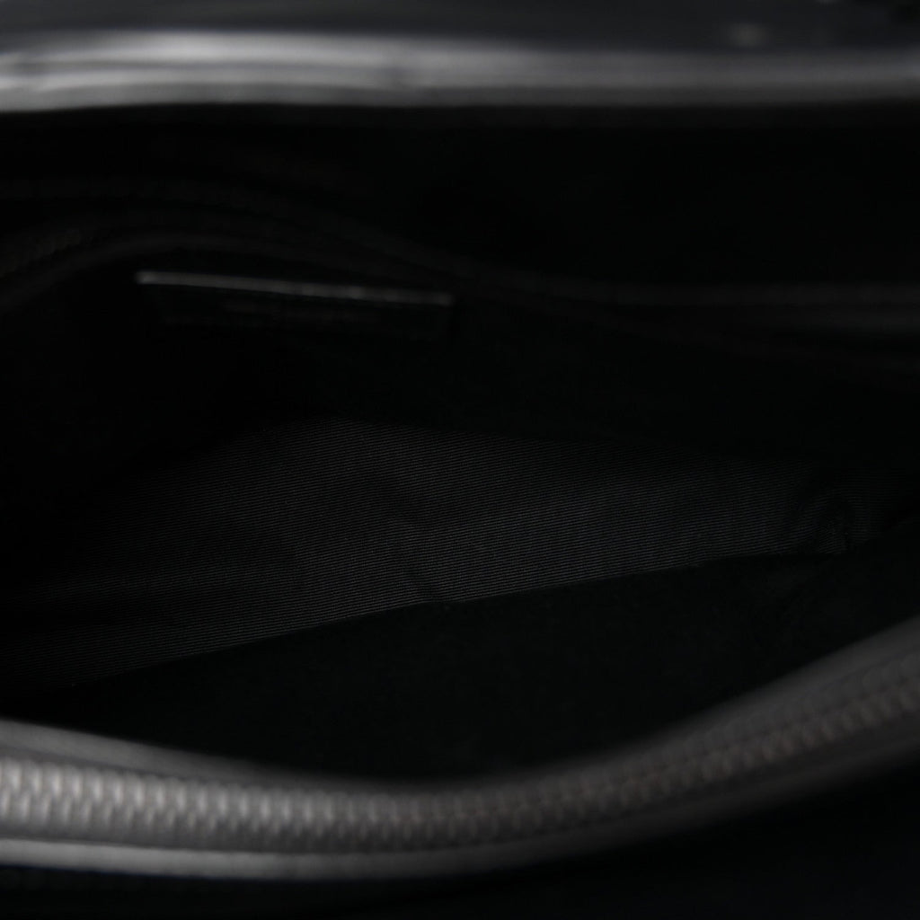 Calfskin Y Quilted Monogram Monochrome Medium Loulou Chain Satchel Black