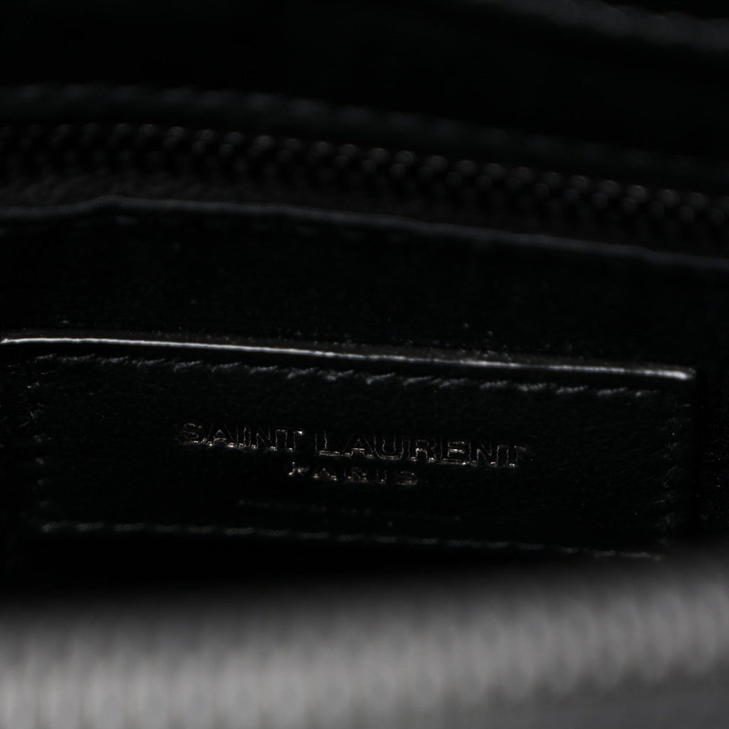 Calfskin Y Quilted Monogram Monochrome Medium Loulou Chain Satchel Black