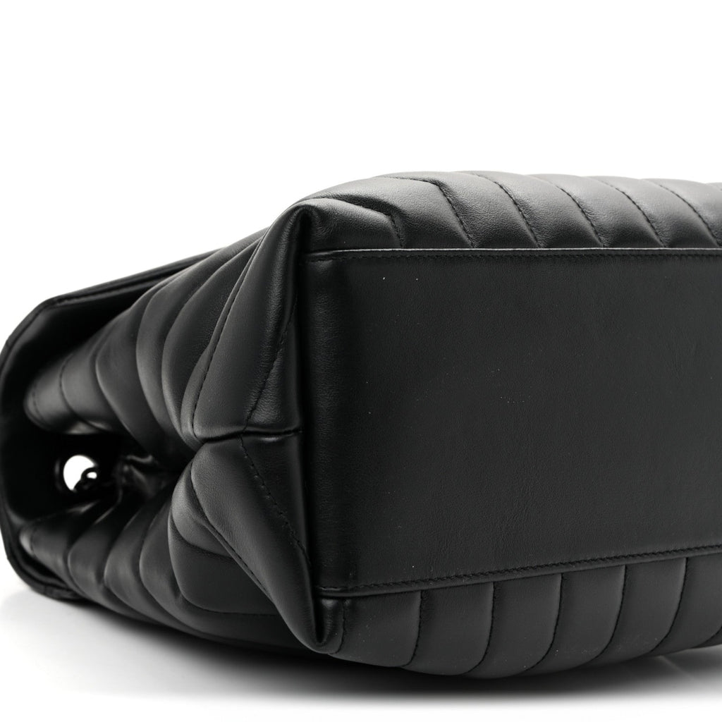 Calfskin Y Quilted Monogram Monochrome Medium Loulou Chain Satchel Black