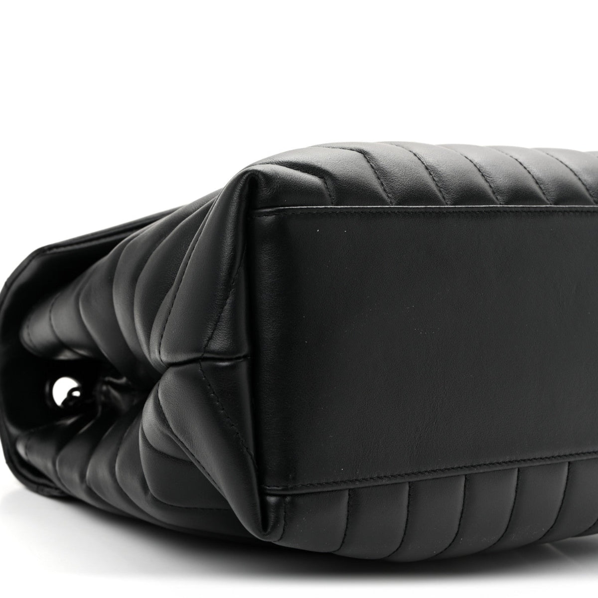 Calfskin Y Quilted Monogram Monochrome Medium Loulou Chain Satchel Black