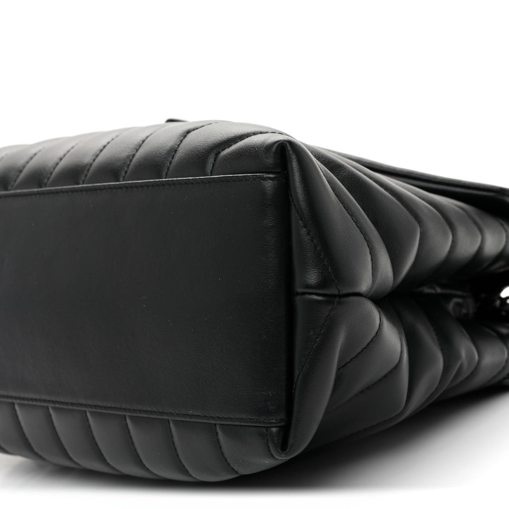 Calfskin Y Quilted Monogram Monochrome Medium Loulou Chain Satchel Black