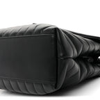 Calfskin Y Quilted Monogram Monochrome Medium Loulou Chain Satchel Black