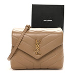 Calfskin Y Quilted Monogram Toy Loulou Crossbody Bag Dark Latte