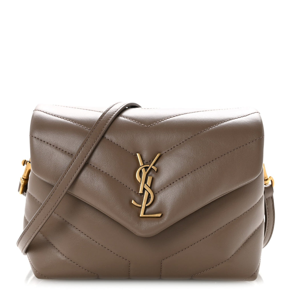 Calfskin Y Quilted Monogram Toy Loulou Crossbody Bag Taupe