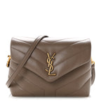 Calfskin Y Quilted Monogram Toy Loulou Crossbody Bag Taupe