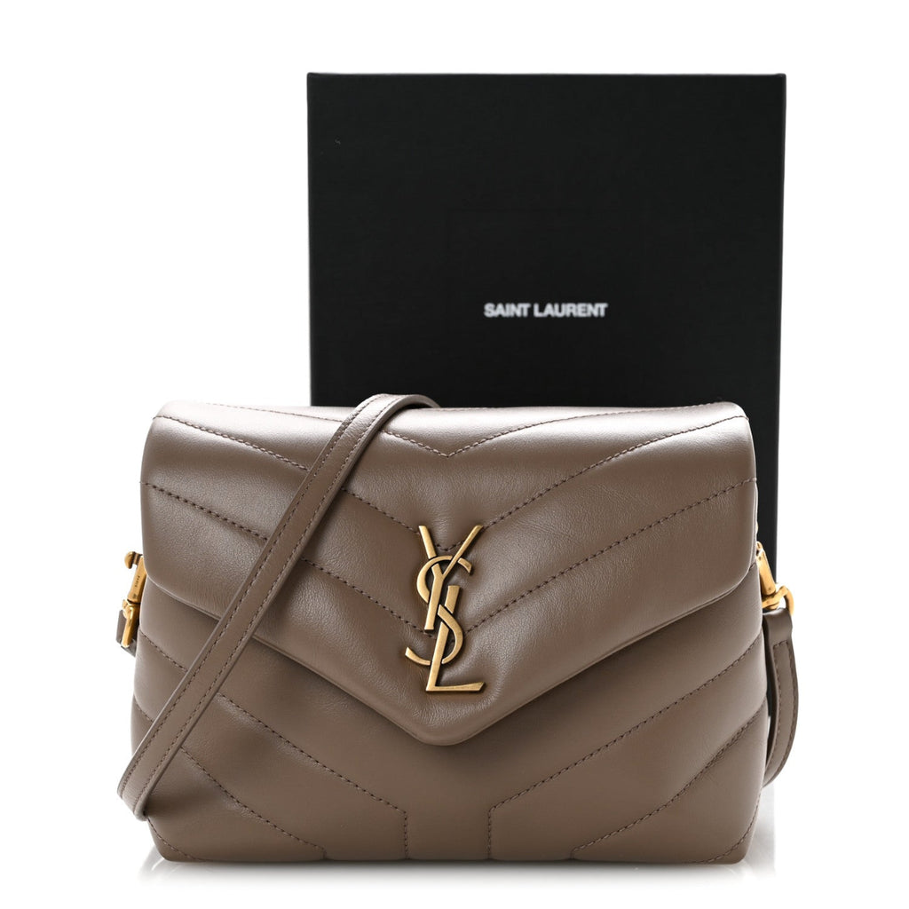 Calfskin Y Quilted Monogram Toy Loulou Crossbody Bag Taupe