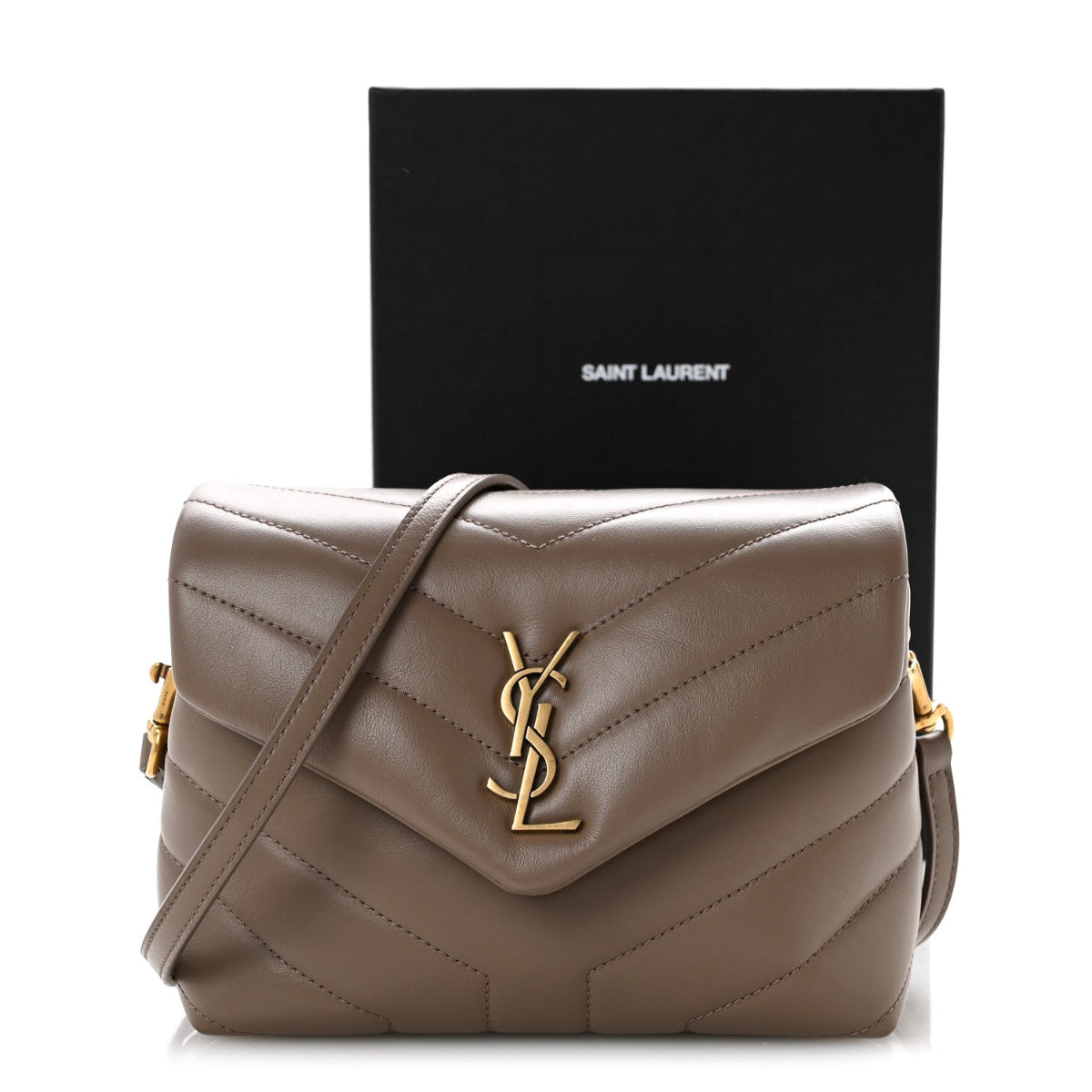 Calfskin Y Quilted Monogram Toy Loulou Crossbody Bag Taupe