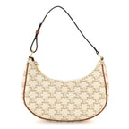 Canvas Calfskin Ava Triomphe Shoulder Bag White