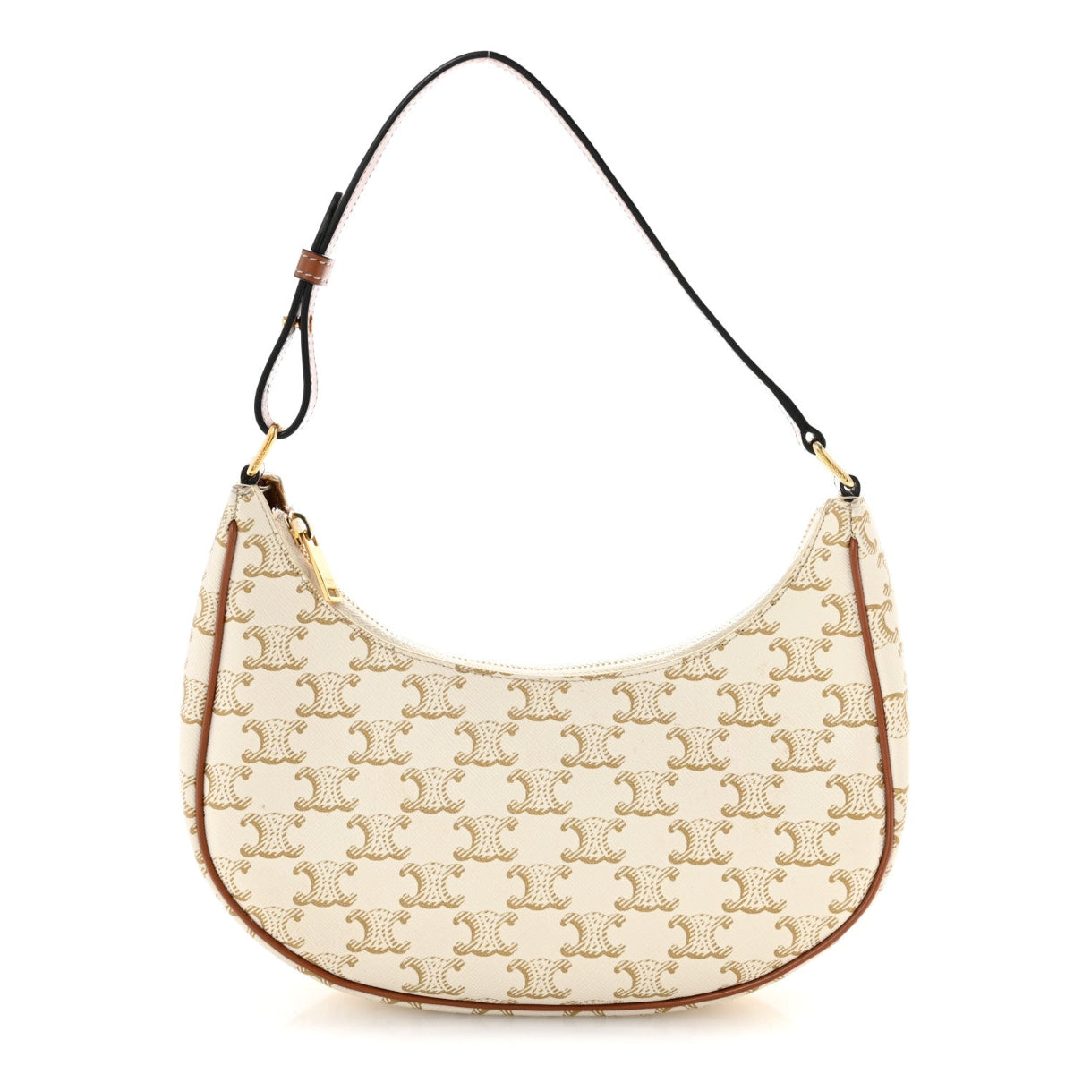 Canvas Calfskin Ava Triomphe Shoulder Bag White