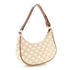 Canvas Calfskin Ava Triomphe Shoulder Bag White