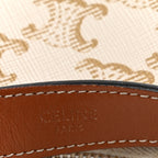 Canvas Calfskin Ava Triomphe Shoulder Bag White