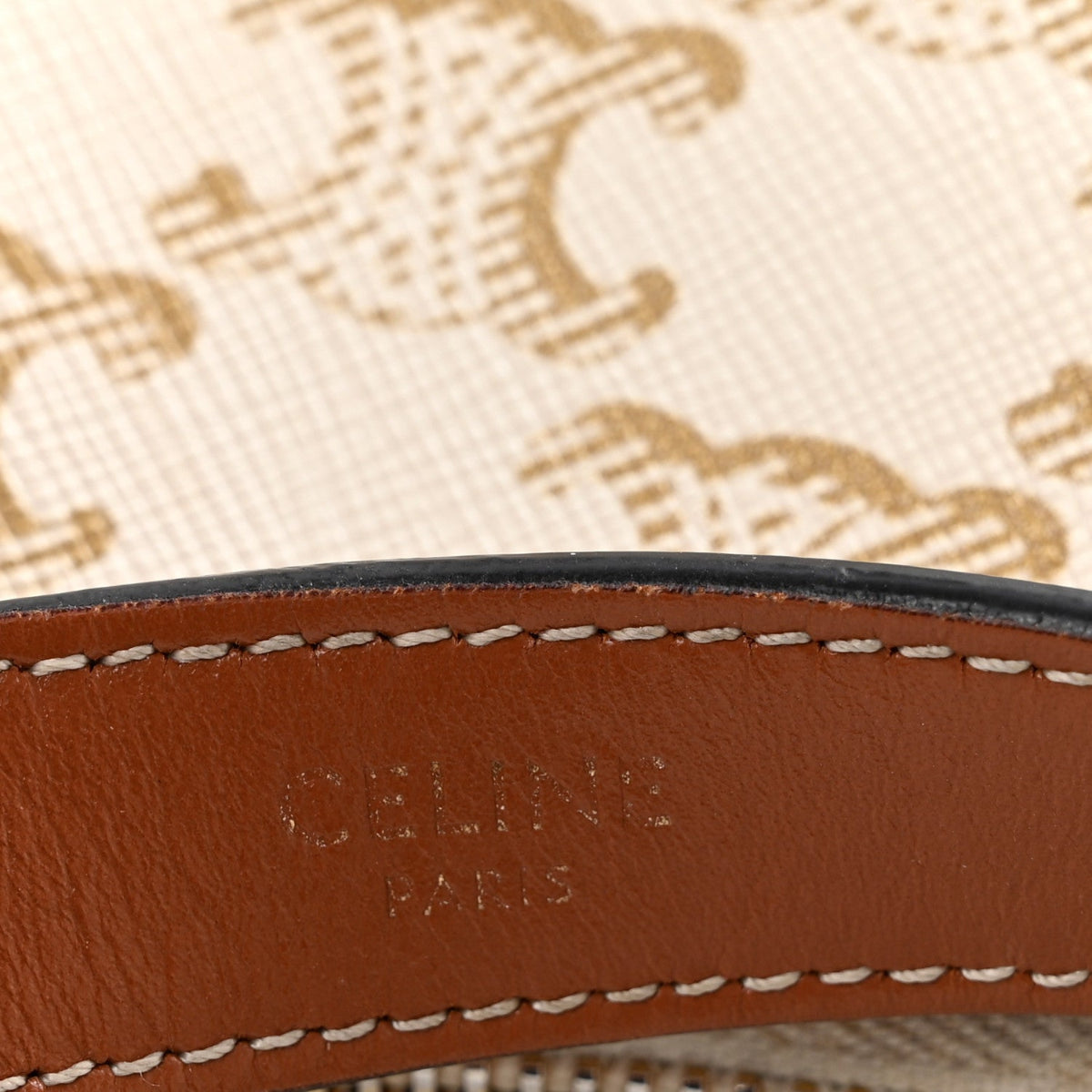 Canvas Calfskin Ava Triomphe Shoulder Bag White