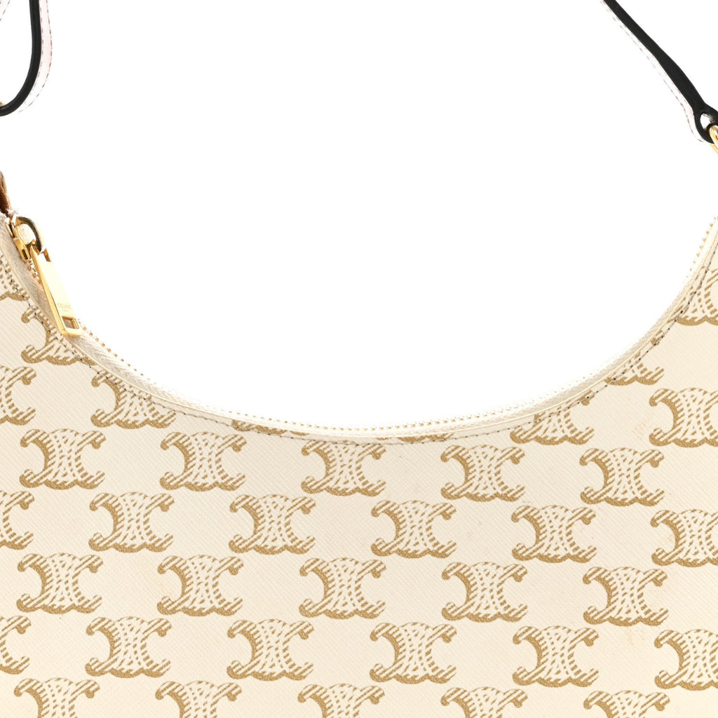 Canvas Calfskin Ava Triomphe Shoulder Bag White