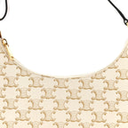Canvas Calfskin Ava Triomphe Shoulder Bag White