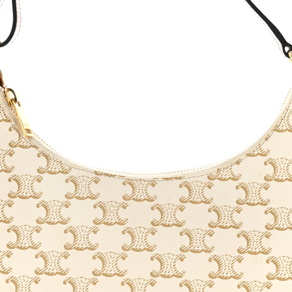 Canvas Calfskin Ava Triomphe Shoulder Bag White