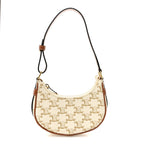 Canvas Calfskin Mini Ava Triomphe Shoulder Bag White