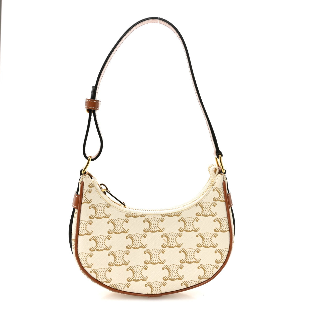 Canvas Calfskin Mini Ava Triomphe Shoulder Bag White