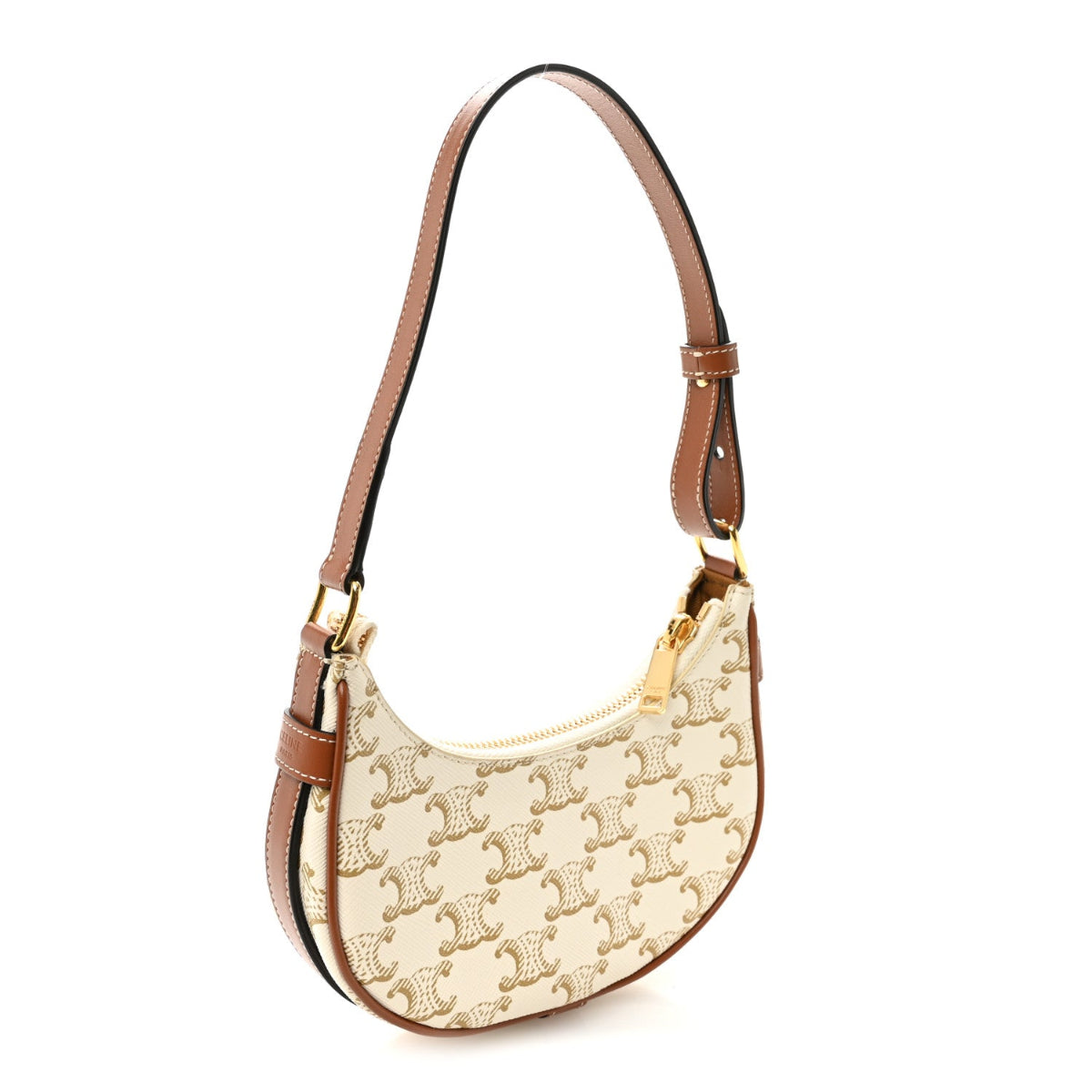 Canvas Calfskin Mini Ava Triomphe Shoulder Bag White