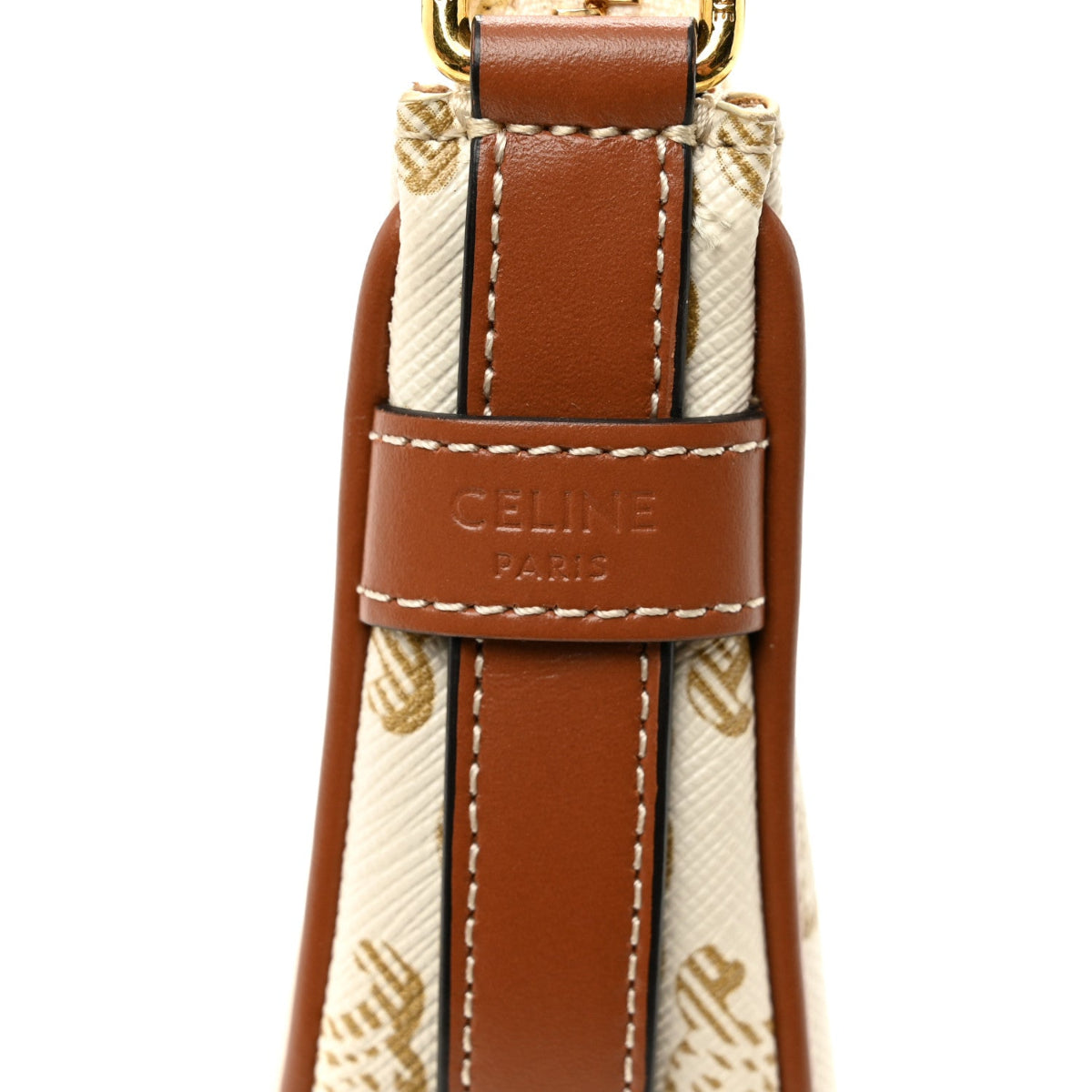 Canvas Calfskin Mini Ava Triomphe Shoulder Bag White