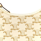 Canvas Calfskin Mini Ava Triomphe Shoulder Bag White