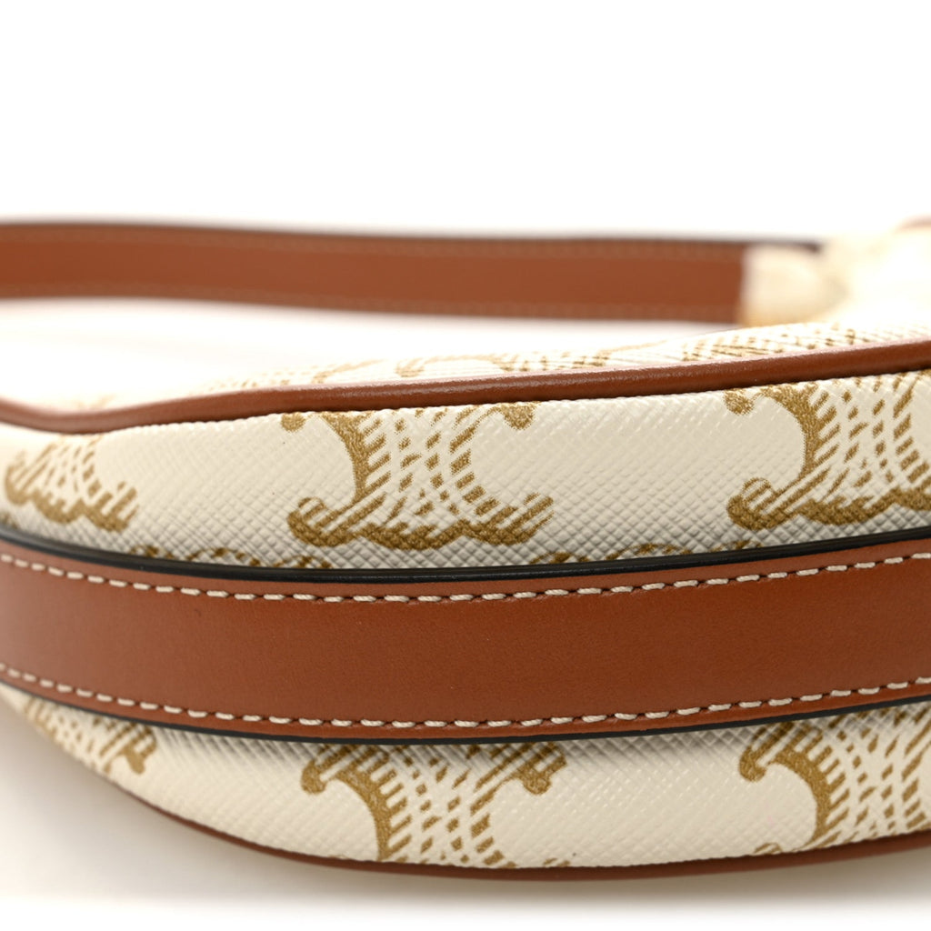 Canvas Calfskin Mini Ava Triomphe Shoulder Bag White