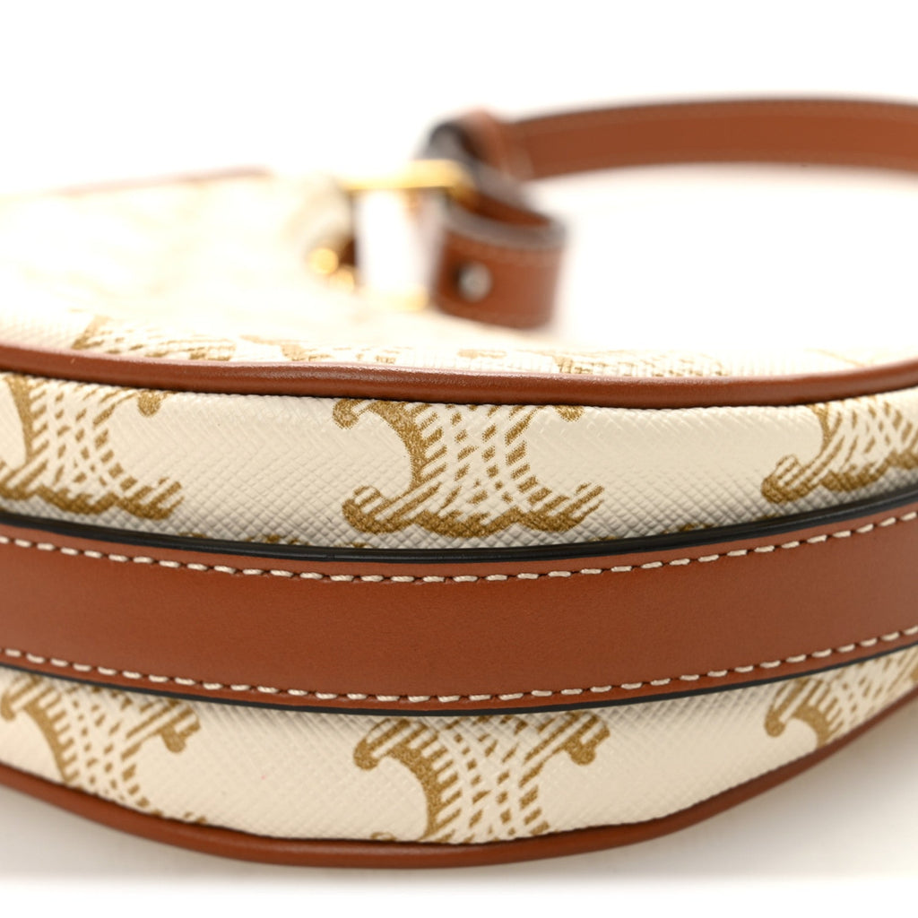 Canvas Calfskin Mini Ava Triomphe Shoulder Bag White