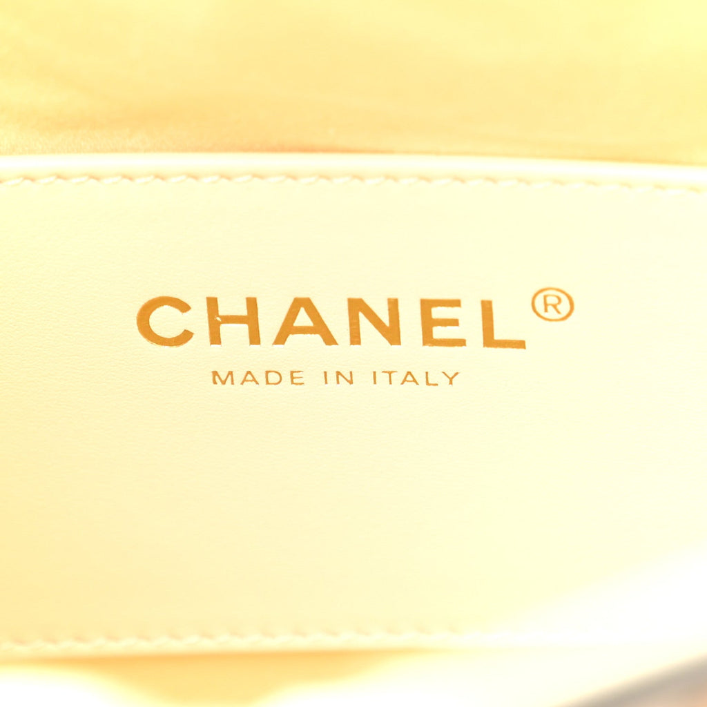 Canvas Calfskin Quilted Small Chanel 25 Handbag Ecru Black