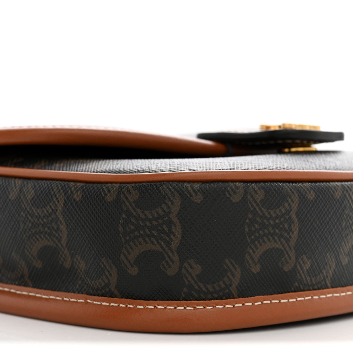 Canvas Calfskin Triomphe Mini Besace Tan