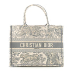 Canvas Embroidered Medium Dioriviera Toile De Jouy Book Tote Grey